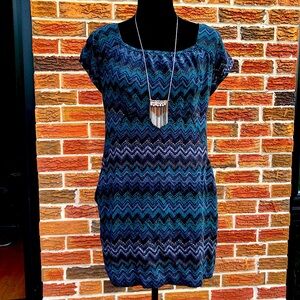 Chevron Patterned Dress in Jewel Colors